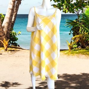 NATURAL REFLECTIONS YELLOW CHECKERBOARD COTTON SUNDRESS. SIZE 2X